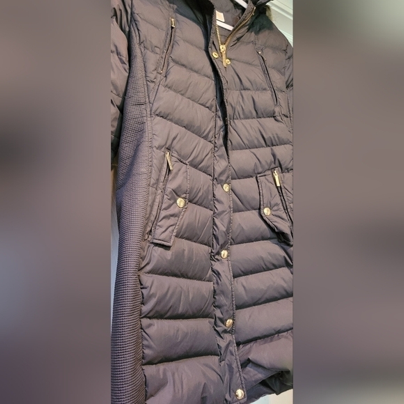 $350 Women's Michael Kors Gunmetal Gray Full Length Puffer Faux Fur Lined Hood M - Picture 3 of 11